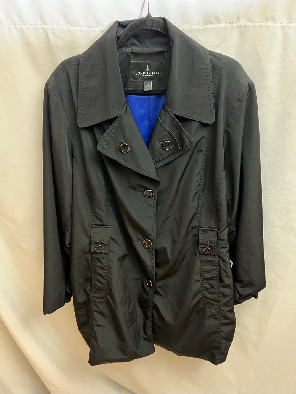 London Fog Women’s Black Double Breasted Trench Raincoat Jacket Plus Size 3X